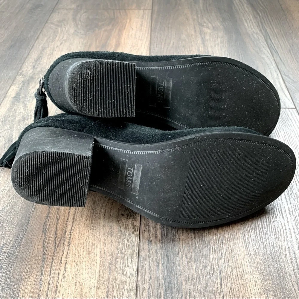 Toms Leila Suede Heeled Black Boots